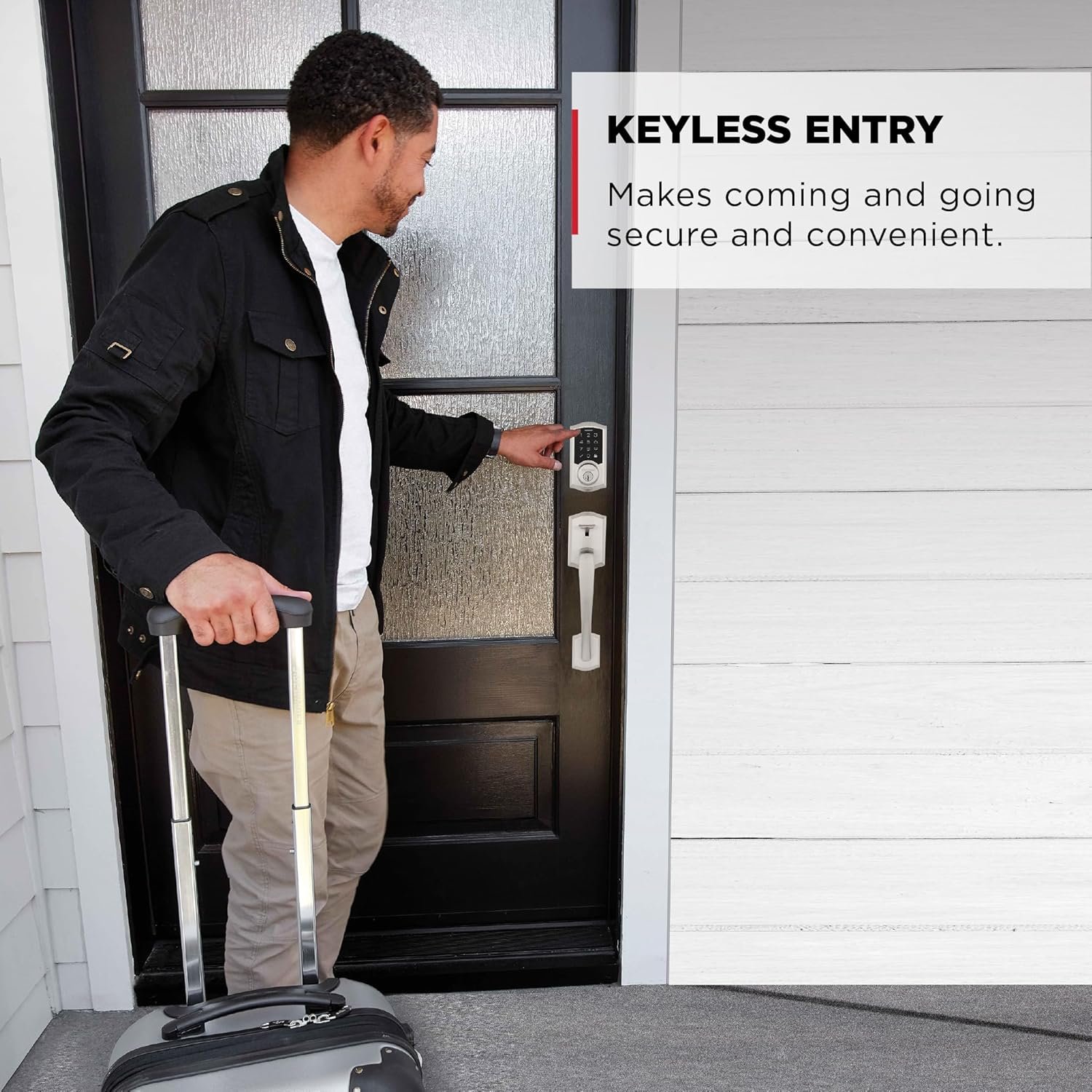 Kwikset SmartCode smart door lock installed on front door