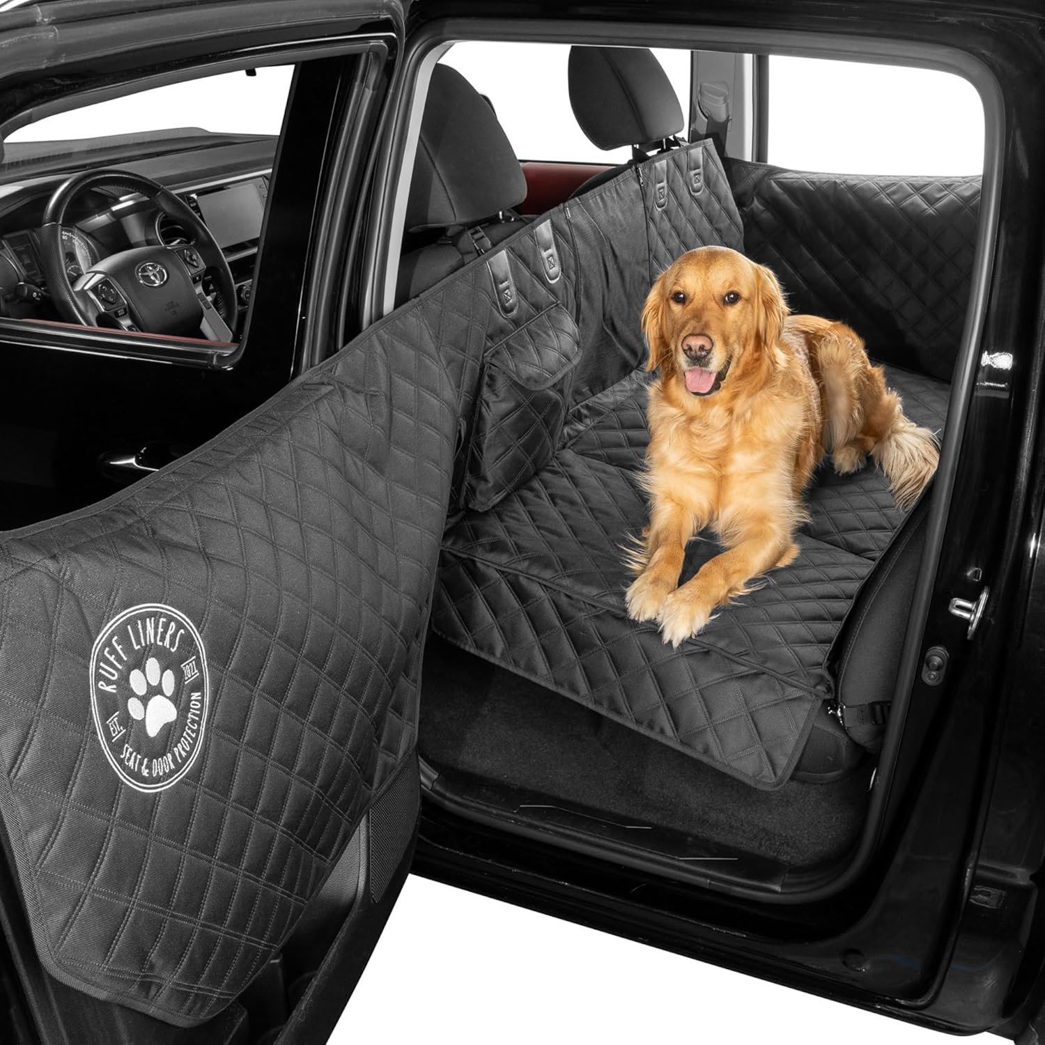 dog seat extender installed in back seat for safer travel
